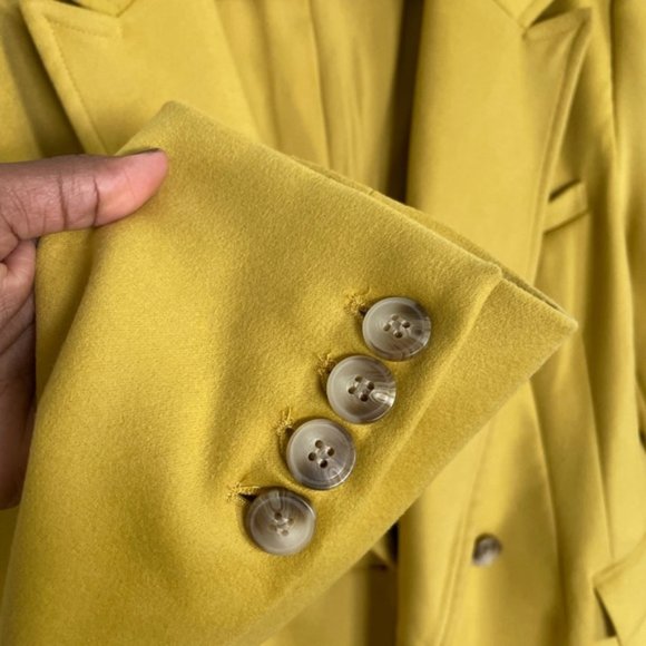 Antonio Melani Mustard Yellow Long Double Breasted Fall Coat Size 6 - Picture 6 of 7
